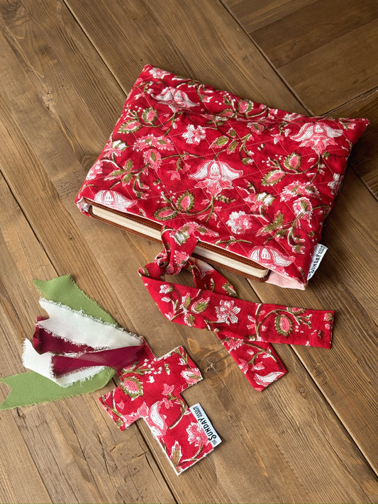 Quilted Book Cover & Cross Bookmark Bundle