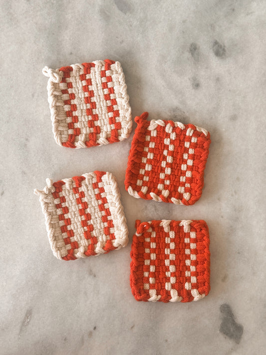 Peppermint Handwoven Coaster Set