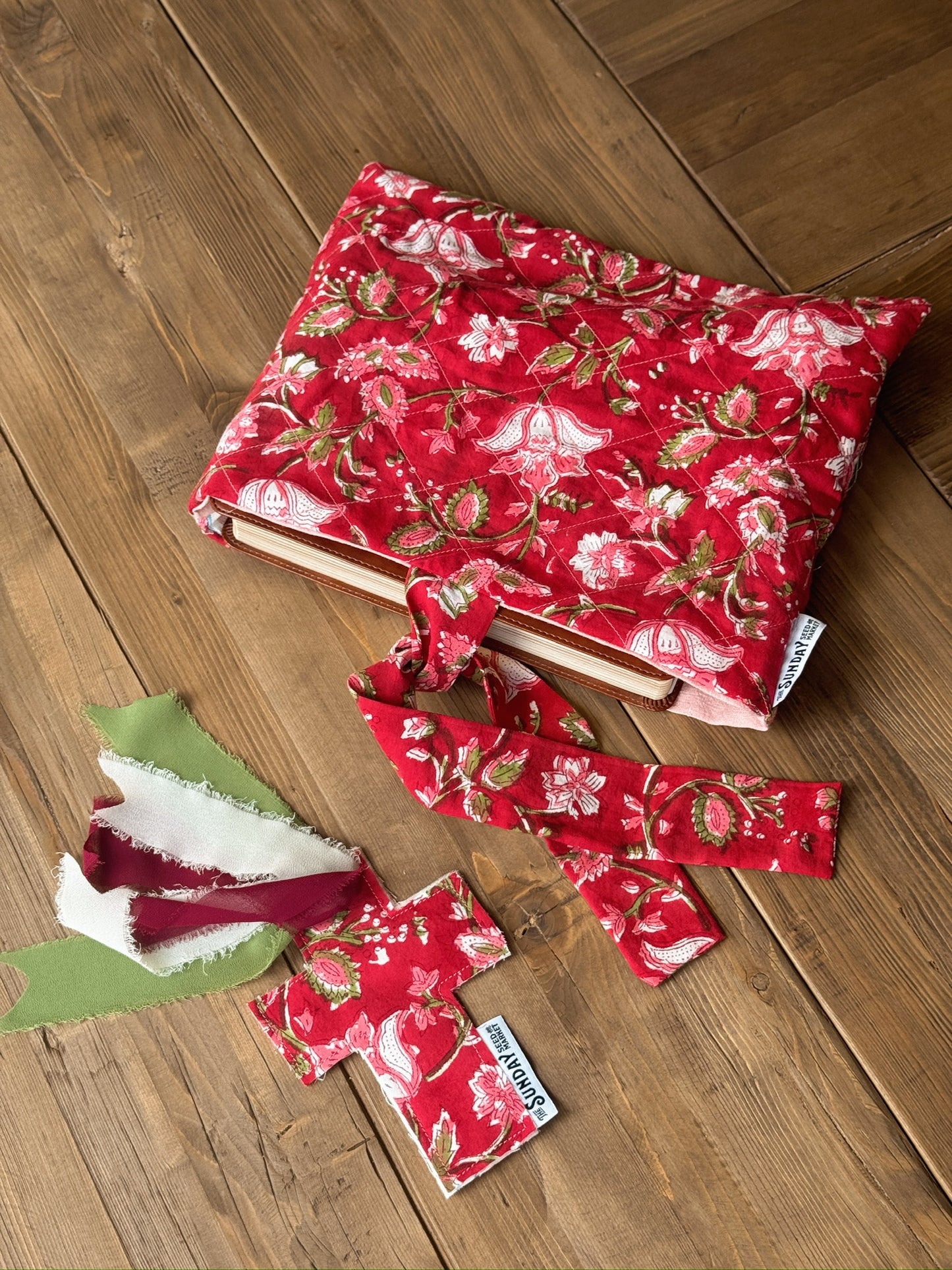 Quilted Book Cover & Cross Bookmark Bundle