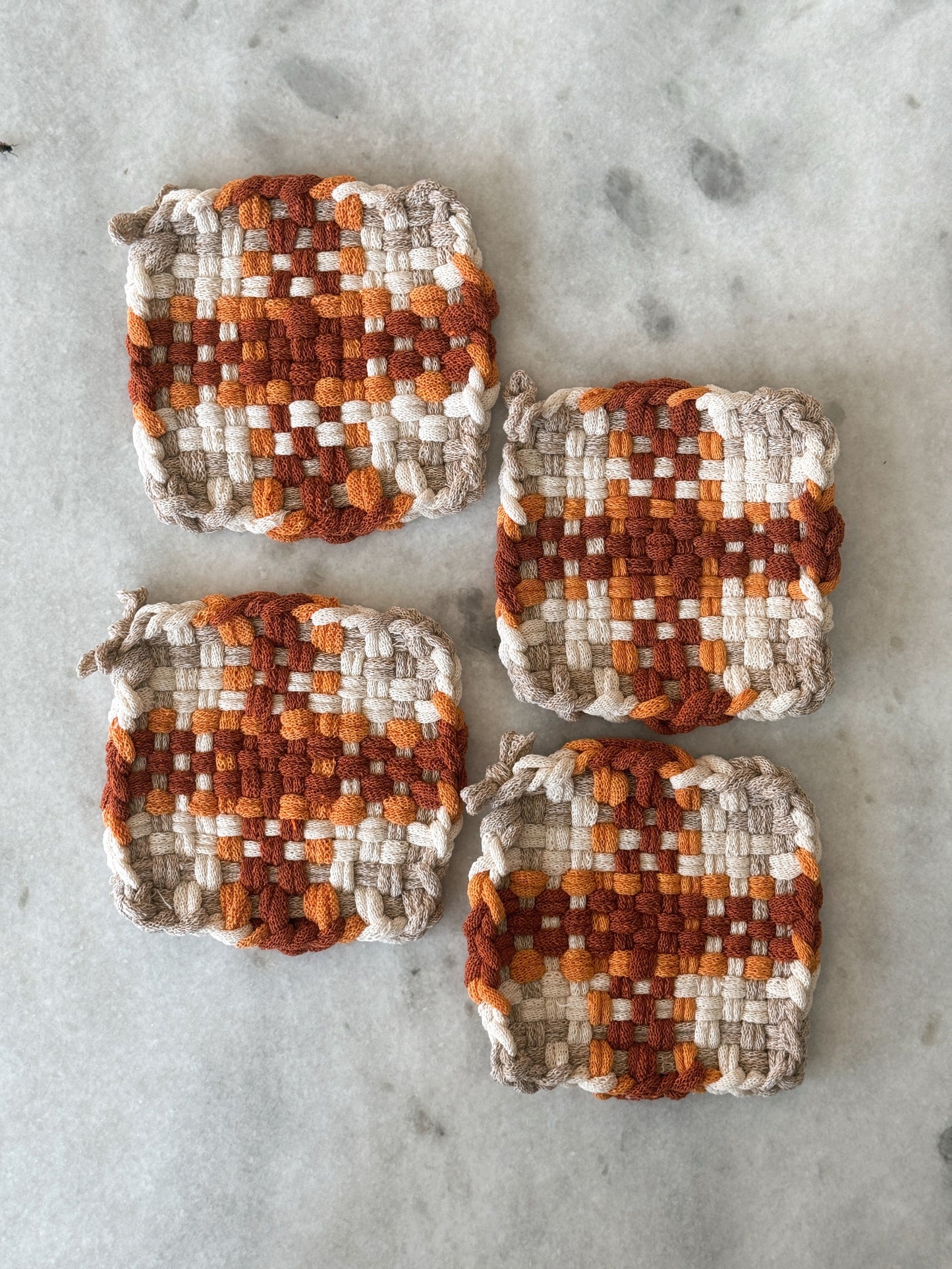 Pumpkin Handwoven Coaster Set
