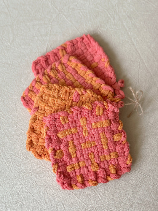 Papaya Handwoven Coaster Set