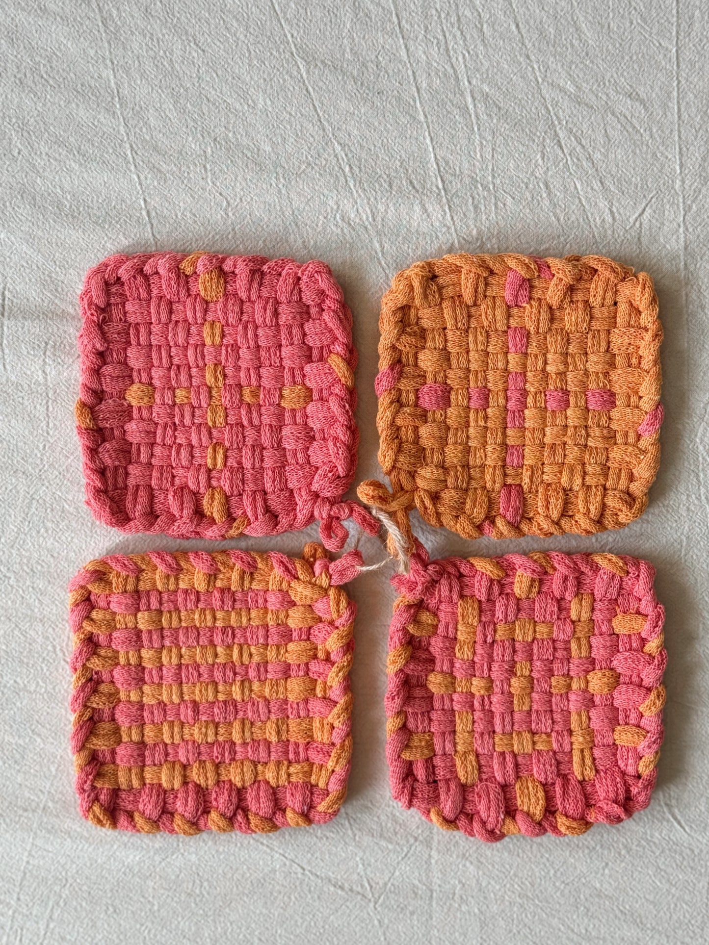 Papaya Handwoven Coaster Set